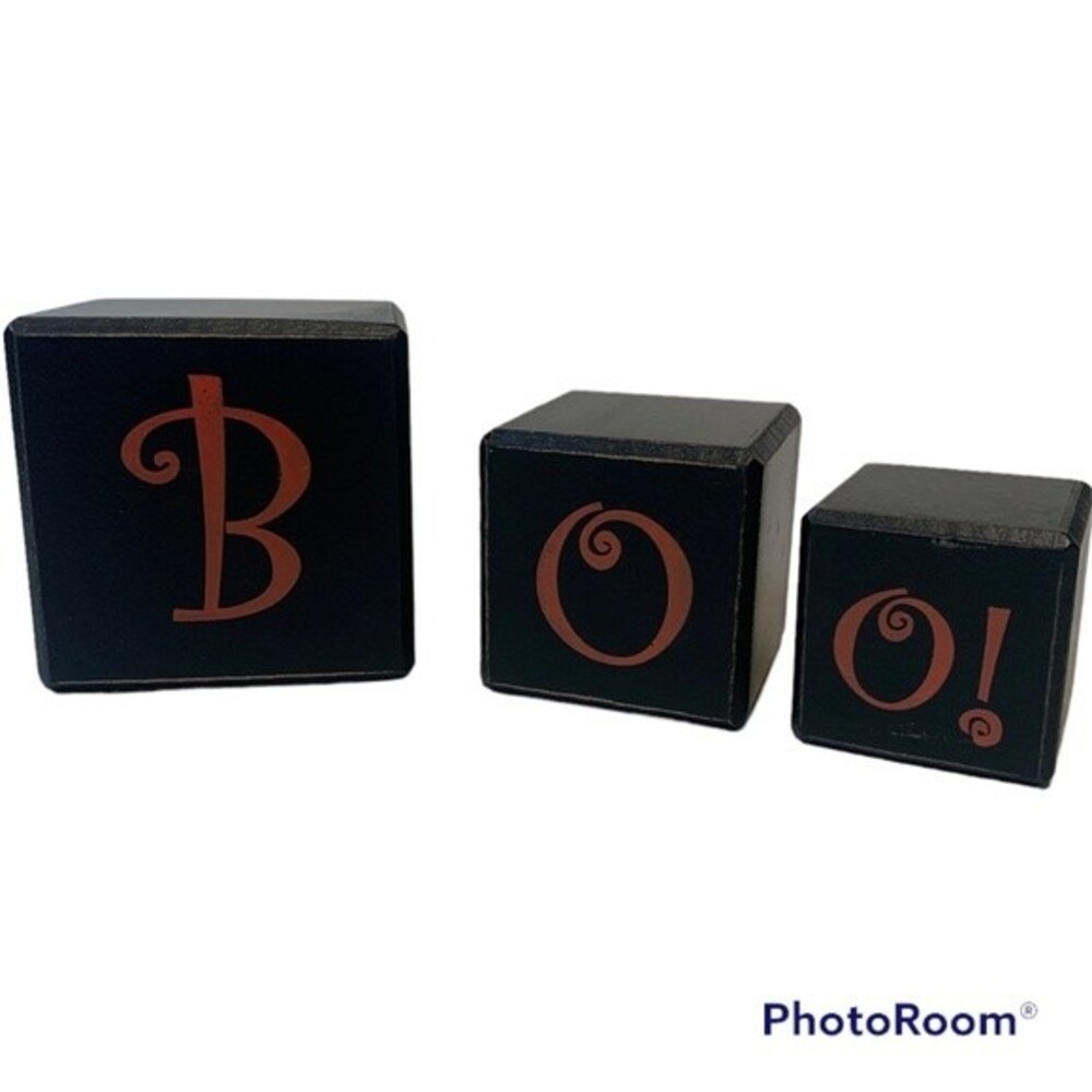 Boo! Blocks - Black with Orange Print, EUC